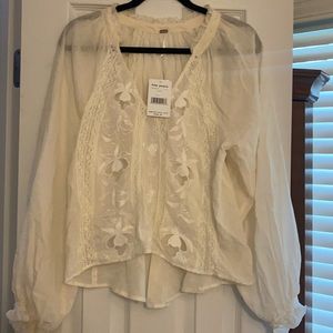 Free People Embroidered Top Size S